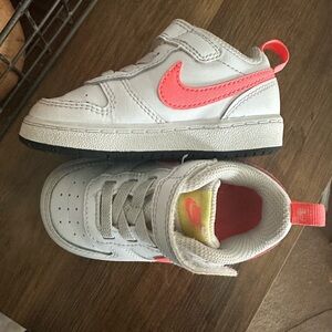 Nike Kids White and Pink Sneakers